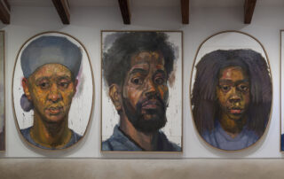 Sedrick Huckaby - “The Family,” 2016, oil on canvas on panel, 96 1/2 x variable length, Photo by: Ben Bascombe (Valley House Gallery).